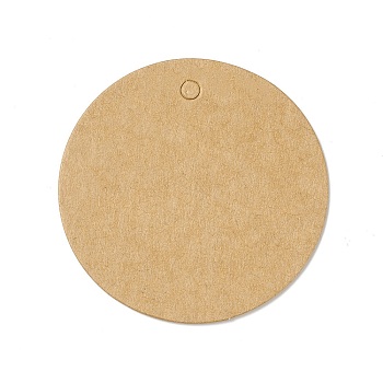 100Pcs Blank Kraft Paper Gift Tags, Flat Round, BurlyWood, 5x0.05cm, Hole: 3.5mm