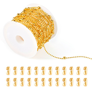 DIY Necklaces Making Kits, including 304 Stainless Steel Ball Chain Connectors, Brass Ball Chains, Golden, 1~3mm