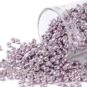 TOHO Round Seed Beads, Japanese Seed Beads, (554) Galvanized Lavender, 8/0, 3mm, Hole: 1mm, about 222pcs/bottle, 10g/bottle