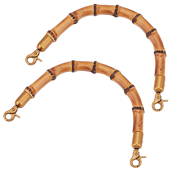 Bamboo Handles, U-shaped with Alloy Swivel Clasps, Bag Repalcement Accessories, BurlyWood, 21x15x1.9cm
