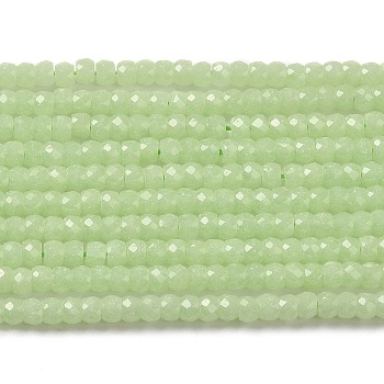 Synthetic Luminous Stone Beads Strands, Faceted, Round, Glow in the Dark, Pale Green, 3x2mm, Hole: 0.6mm, about 156pcs/strand, 14.17 inch(36cm)