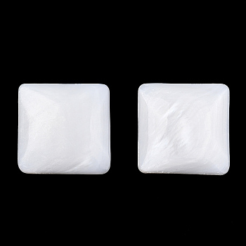Natural Freshwater Shell Cabochons, Square, Creamy White, 16x16x3.5mm