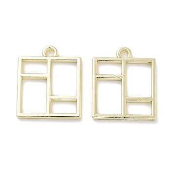 Rack Plating Alloy Pendants, Lead Free & Cadmium Free & Nickel Free, Square Charms, Golden, 23x19x2mm, Hole: 2mm