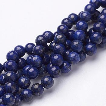 16 inch Grade A Round Dyed Natural Lapis Lazuli Beads Strand, 6mm, Hole: 0.8mm, about 61pcs/strand, 16 inch