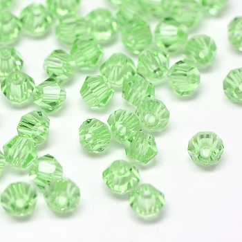 Imitation 5301 Bicone Beads, Transparent Glass Faceted Beads, Light Green, 3x2.5mm, Hole: 1mm, about 720pcs/bag