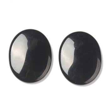 Natural Obsidian Worry Stone for Anxiety Therapy, Oval Thumb Stone, 45x34~35x7~8.5mm