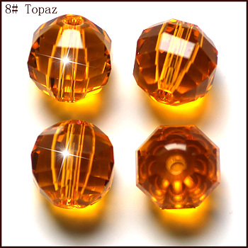 Imitation Austrian Crystal Beads, Grade AAA, Faceted, Round, Orange, 10mm, Hole: 0.9~1mm