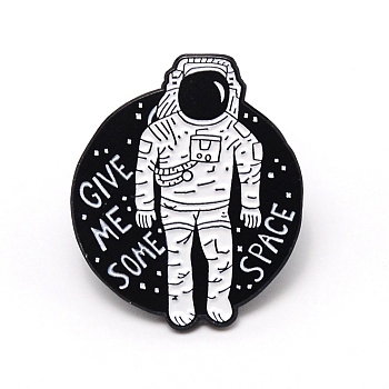 Give Me Some Space & Astronaut Cartoon Enamel Pin, Zinc Alloy Enamel Brooch for Jacket Backpack Hat Pant Accessories, Black, 29.5x25x11mm