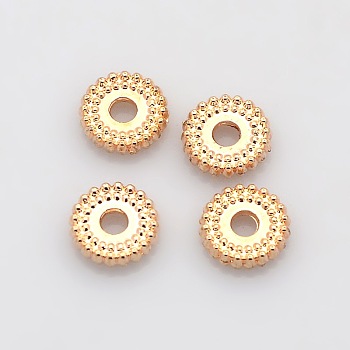Disc Plating Zinc Alloy Spacer Beads, Rose Gold, 7x2mm, Hole: 1.5mm