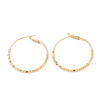 Brass Round Ring Hoop Earrings, with 925 Sterling Silver Pin for Women, Golden, 41.5x40x2.5mm