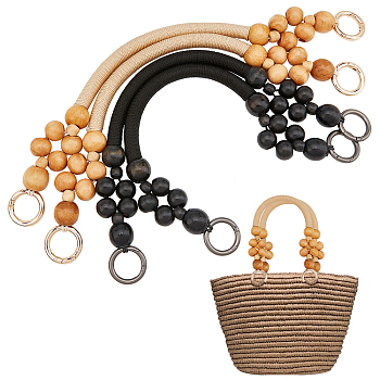 Elite 4Pcs 2 Colors Nylon Bag Handles, with Wooden Beads & Zinc Alloy Spring Ring Clasps, Bag Replacement Accessories, Mixed Color, 47.5x1.4cm, 2pcs/color