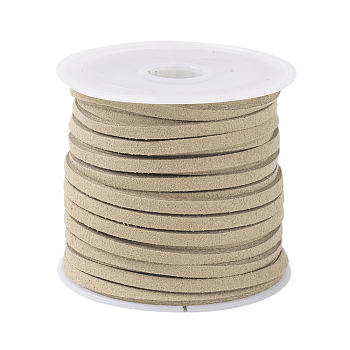Flat Faux Suede Cord, Faux Suede Lace, Light Khaki, 3x1.5mm, about 5.46 yards(5m)/roll