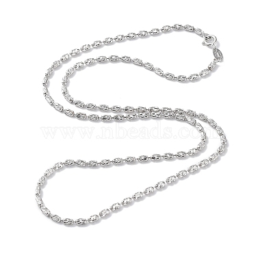 Rhodium Plated 925 Sterling Silver Bead Chains Necklace for Women(NJEW-A014-01P)-2