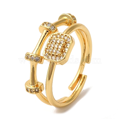 Clear Rectangle Brass+Cubic Zirconia Finger Rings