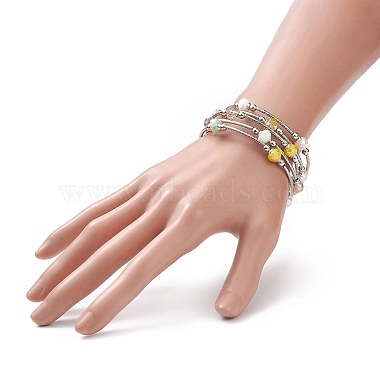 Glass Beads Five Loops Wrap Bracelets(BJEW-JB09056-04)-3