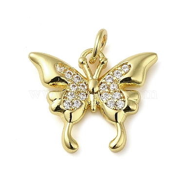 Real 18K Gold Plated Clear Butterfly Brass+Cubic Zirconia Pendants