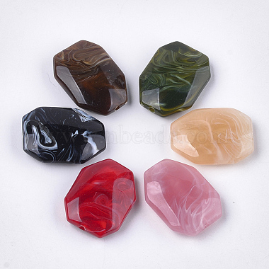 31mm Mixed Color Octagon Acrylic Beads