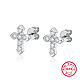 Rhodium Plated 925 Sterling Silver Micro Pave Cubic Zirconia Stud Earrings(CN4447-1)-1