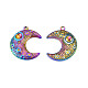 Rack Plating Rainbow Color 201 Stainless Steel Pendant Cabochon Settings(STAS-T063-192M)-3