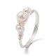 Copper Wire Wrapped Natural Cultured Freshwater Pearl Open Ring(RJEW-JR00631-02)-1