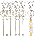 10Pcs Iron Bar Beadable Keychain, 10Pcs 2 Styles Alloy Keychain Clasps, 78mm(KEYC-SC0001-77)