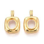 925 Sterling Silver Rectangle Blank Bezel Cup Pendant Cabochon Settings, Oval Open Back Cabochon Trays, Real 24K Gold Plated, 23.5x15x5mm, Hole: 6x2.5mm, Tray Size: 9x11mm(STER-T008-86G)