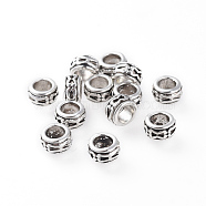 Tibetan Style Alloy Beads, Lead Free & Cadmium Free & Nickel Free, Rondelle, Antique Silver, about 6mm in diameter, 3.5mm thick, hole: 3.5mm(X-LF0928Y-NF)