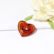 Handmade Lampwork Perfume Bottle Pendant, Square&Heart, Red, 22x25mm(BOTT-PW0005-13A-09)