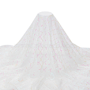 Polyester Lace Fabric, with Paillette, for DIY Clothing Accessories, White, 130x0.03cm(DIY-WH0409-97A)