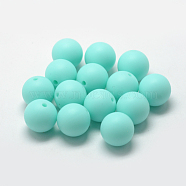 Food Grade Eco-Friendly Silicone Beads, Round, Cyan, 12mm, Hole: 2mm(SIL-R008B-62)