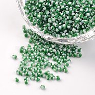 12/0 Opaque Colours Seep Glass Beads, Round Seed Beads, Lime Green, 1.5~2x2mm, Hole: 0.5mm, about 22500pcs/450g(SEED-M008-C04)