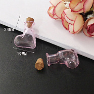 Miniature Glass Bottles, with Cork Stoppers, Empty Wishing Bottles, for Dollhouse Accessories, Jewelry Making, Heart Pattern, 24x19mm(MIMO-PW0001-036J)
