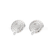 304 Stainless Steel Stud Earring Findings, Earring Setting for Enamel, with Ear Nuts and Loop, Flat Round, Stainless Steel Color, 18.5x16mm, Hole: 1.6mm, Pin: 0.7mm, Tray: 4.5mm(STAS-N097-243)