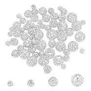 CHGCRAFT 80Pcs 4 Style Brass Hollow Beads, Long-Lasting Plated, Round, Silver, 20pcs/style(KK-CA0001-65S)