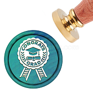 Brass Wax Seal Stamp with Handle, for DIY Scrapbooking, Graduation Theme Pattern, 3.5x1.18 inch(8.9x3cm)(AJEW-WH0184-0172)