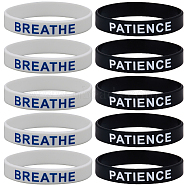 32Pcs 2 Colors Word Silicone Cord Bracelets Set Wristband, Black and White, Inner Diameter: 2-3/4 inch(7.1cm), 16Pcs/color(BJEW-GF0001-17)