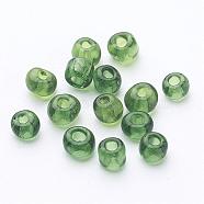 6/0 Glass Seed Beads, Transparent, Round, Green, 4mm, hole: 1.5mm, about 496pcs/50g(X-SEED-A004-4mm-7)