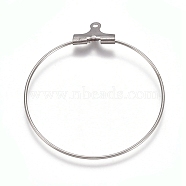 304 Stainless Steel Pendants, Hoop Earring Findings, Ring, Stainless Steel Color, 22 Gauge, 35.5x31x0.6mm, Hole: 1mm(X-STAS-E482-11E)