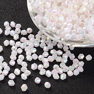Bicone AB Color Plated Eco-Friendly Transparent Acrylic Beads, White, 4x4mm, Hole: 1mm, about 1660pcs/50g(X-TACR-A003-4mm-78)
