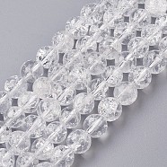 Natural Crackle Crystal Bead Strands, Round, 8mm, Hole: 1mm, about 47~50pcs/strand, 15.1 inch(38.5cm)(G-J376-34-8mm)