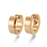 304 Stainless Steel Huggie Hoop Earrings, Ring, Golden, 10x11x3mm, Pin: 1mm(EJEW-L252-041A-G)
