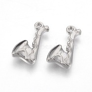 201 Stainless Steel Pendants, Pipe, Stainless Steel Color, 16x8.5x3mm, Hole: 1.5mm(STAS-O118-63P)