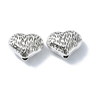 Tibetan Style Alloy Beads, Heart, Antique Silver, 9.5x12x6mm, Hole: 1.4mm, about 225pcs/500g(TIBEB-F065-08AS-10)