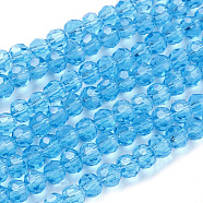Glass Beads Strands, Faceted, Round, Sky Blue, 4mm, Hole: 1mm, about 98pcs/strand, 13.7 inch(X-EGLA-J042-4mm-07)