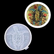 Flat Round with Turtoise Pattern Cup Mat Silicone Molds, Resin Coaster Molds, for UV Resin & Epoxy Resin Craft Making, White, 126x9mm(DIY-M039-06)