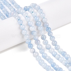 Dyed Natural White Jade Beads Strands, Two Tone, Round, Light Steel Blue, 6x6mm, Hole: 0.9mm, about 61~65pcs/strand, 14.65~15.2''(37.2~38cm)(G-T138-6mm-210-22)