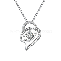 S925 Silver Heart-shaped Pendant Necklace with Hollow LOVE Design(CJ7216)