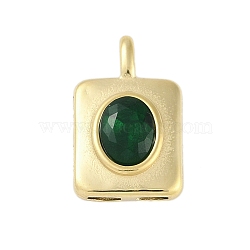 Ion Plating(IP) 304 Stainless Steel Findings, with Glass Pendants, Manual Polishing, Rectangle, Real 18K Gold Plated, 20x12.5x5mm, Hole: 4.5x1.5mm(STAS-P366-35G)