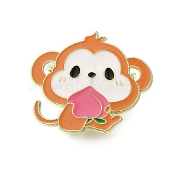 Zodiac Animal Enamel Pins, Zinc Alloy Animal Brooches for Backpack Clothes, Light Gold, Monkey, 24.5x28mm(JEWB-Q002-08KCG-I)