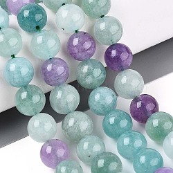Natural Quartz Beads Strands, Dyed, Round, Aqua, 10mm, Hole: 1.2mm, about 38pcs/strand, 15.16''(38.5cm)(G-T144-10mm-10C)